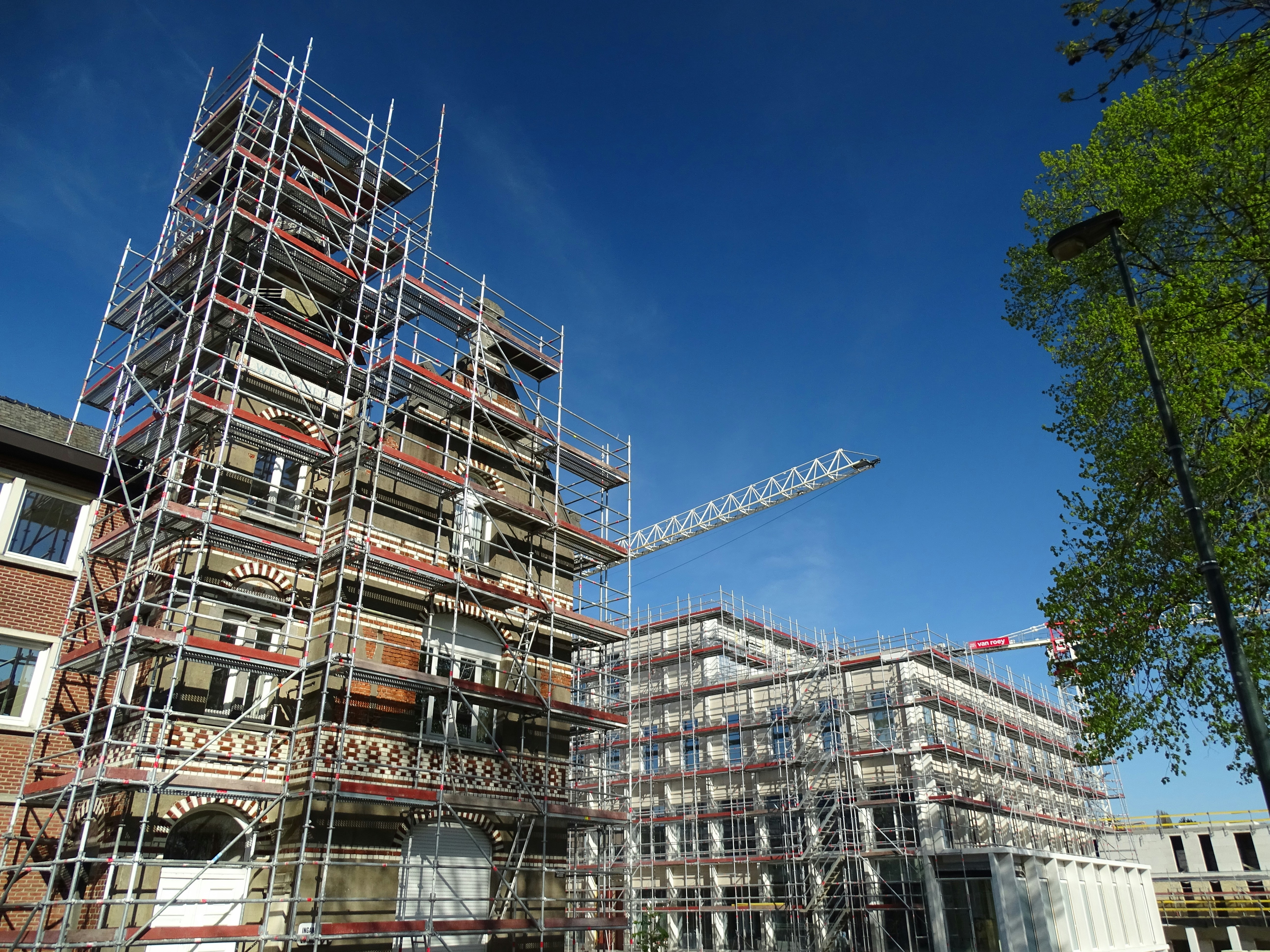 Professional scaffolding construction site